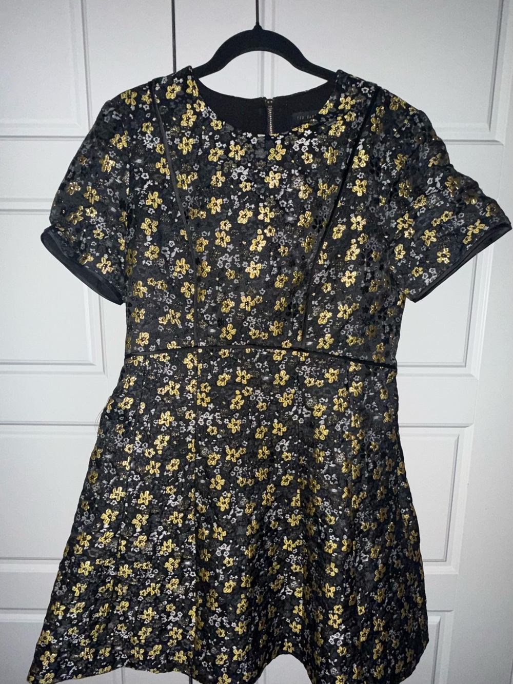 Ted Baker Black Mini Dress with Yellow and White Floral Print - Picture 7 of 8